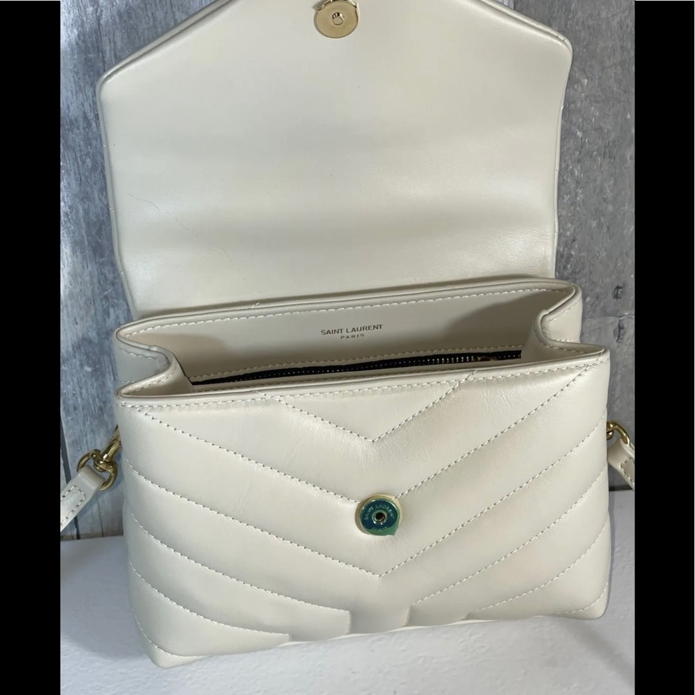 SAINT LAURENT YSL Toy Loulou Matelassé Leather Crossbody Bag - Crema Soft $1850 - Picture 11 of 12